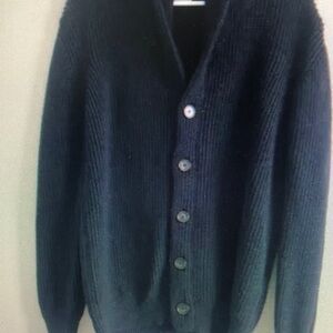 Men's Black Button-Up Sweater